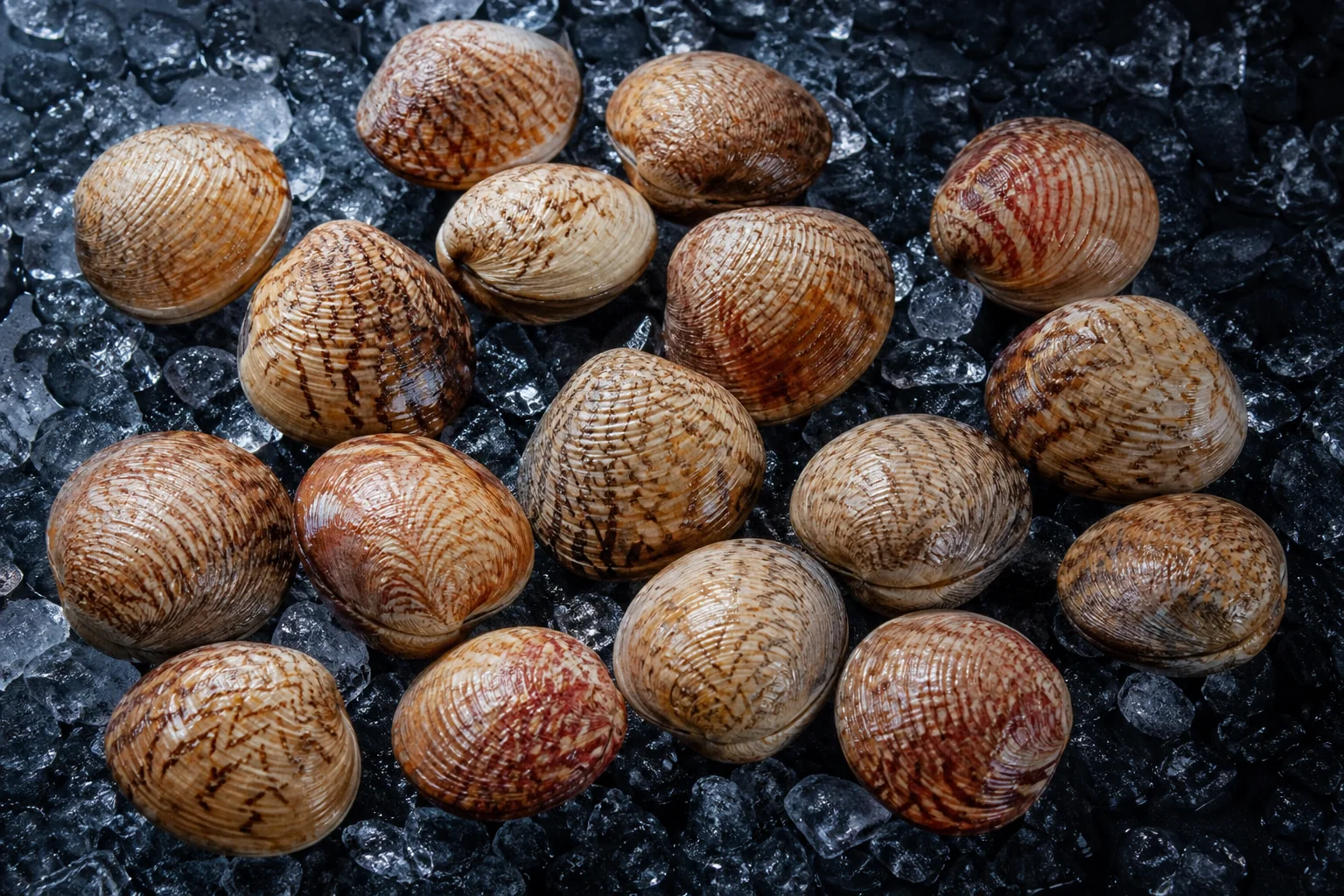 Amande de mer présenté frais dans un environnement professionnel